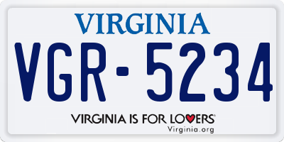 VA license plate VGR5234
