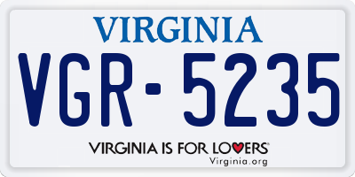 VA license plate VGR5235