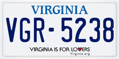 VA license plate VGR5238
