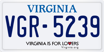 VA license plate VGR5239