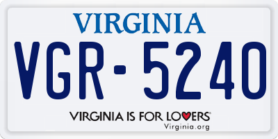 VA license plate VGR5240