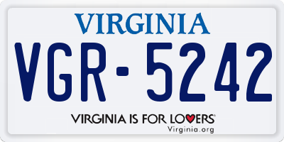 VA license plate VGR5242