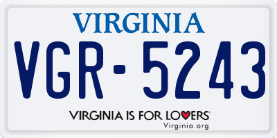 VA license plate VGR5243