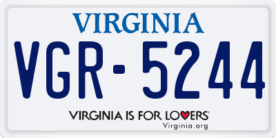 VA license plate VGR5244