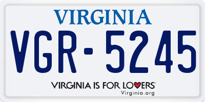 VA license plate VGR5245