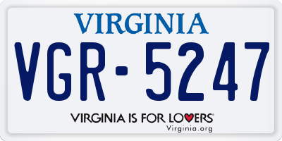 VA license plate VGR5247