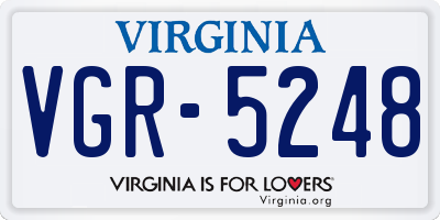 VA license plate VGR5248