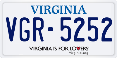 VA license plate VGR5252