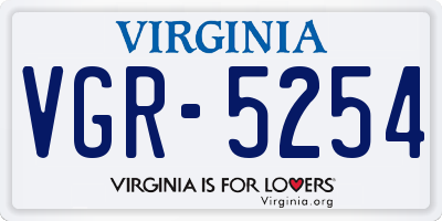 VA license plate VGR5254