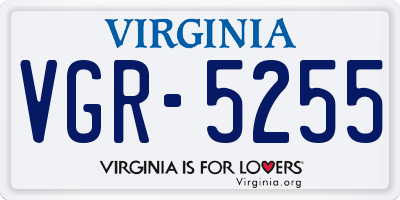VA license plate VGR5255