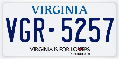 VA license plate VGR5257