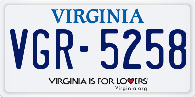 VA license plate VGR5258