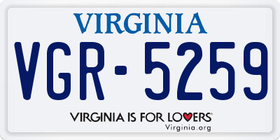 VA license plate VGR5259