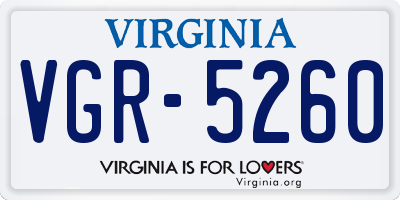 VA license plate VGR5260