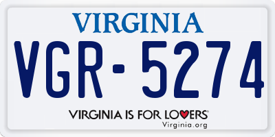 VA license plate VGR5274