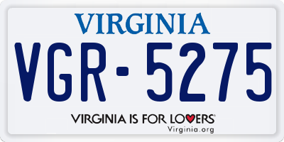 VA license plate VGR5275