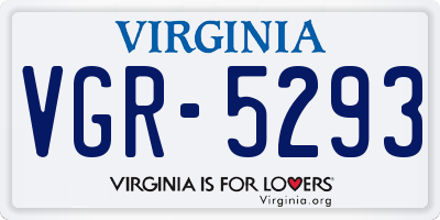 VA license plate VGR5293