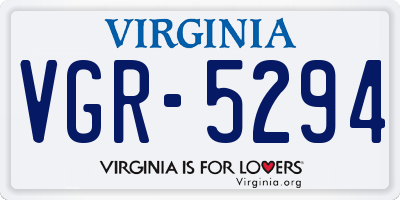 VA license plate VGR5294