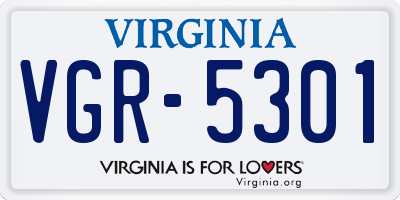 VA license plate VGR5301