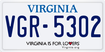 VA license plate VGR5302
