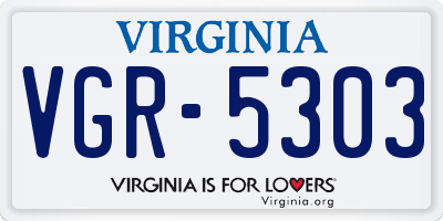 VA license plate VGR5303