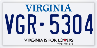 VA license plate VGR5304