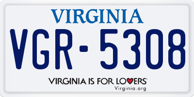 VA license plate VGR5308
