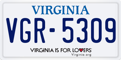 VA license plate VGR5309