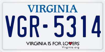 VA license plate VGR5314