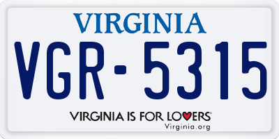 VA license plate VGR5315