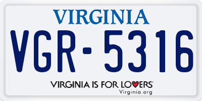 VA license plate VGR5316