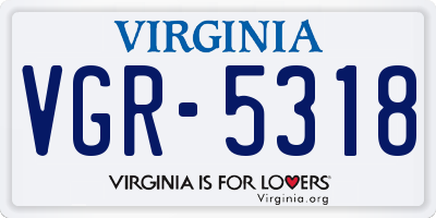 VA license plate VGR5318