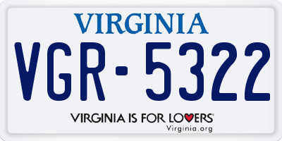 VA license plate VGR5322