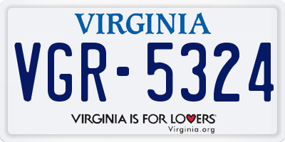 VA license plate VGR5324