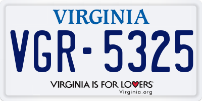 VA license plate VGR5325