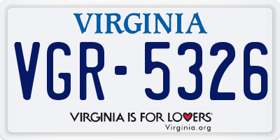 VA license plate VGR5326