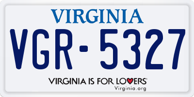VA license plate VGR5327