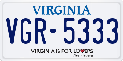 VA license plate VGR5333
