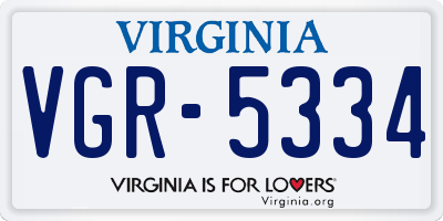 VA license plate VGR5334