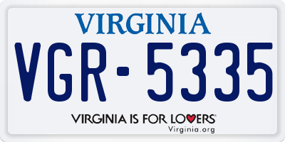 VA license plate VGR5335