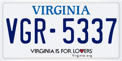 VA license plate VGR5337