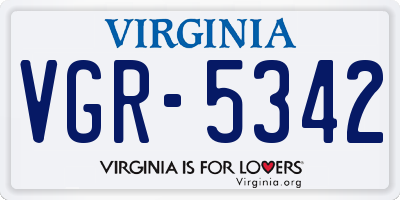 VA license plate VGR5342