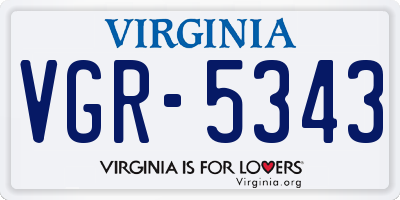VA license plate VGR5343