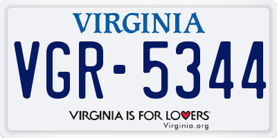 VA license plate VGR5344