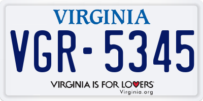 VA license plate VGR5345