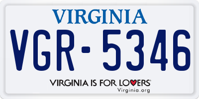 VA license plate VGR5346