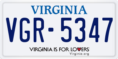 VA license plate VGR5347