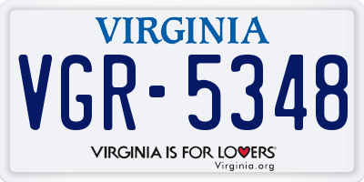 VA license plate VGR5348