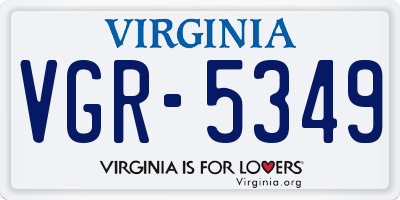 VA license plate VGR5349