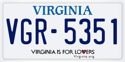 VA license plate VGR5351